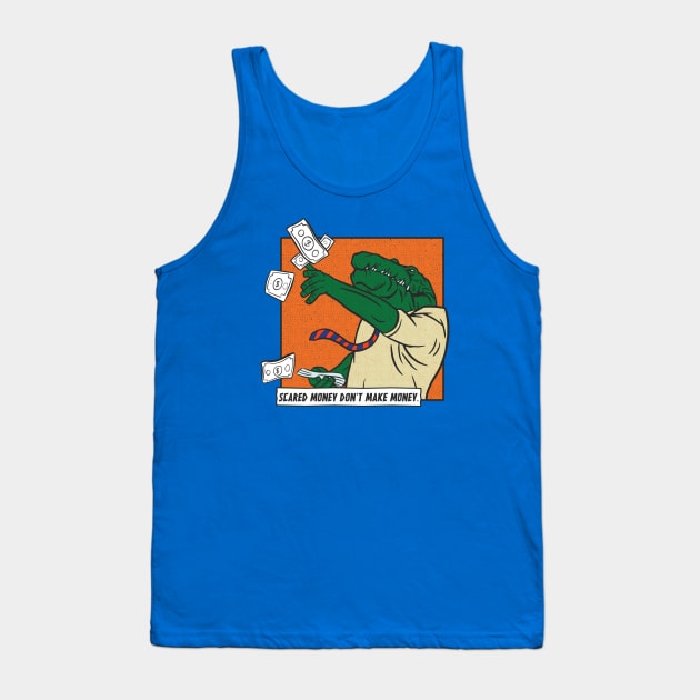 Scared Money Don't Make Money // Florida Blue & Orange Comic Tank Top by SLAG_Creative